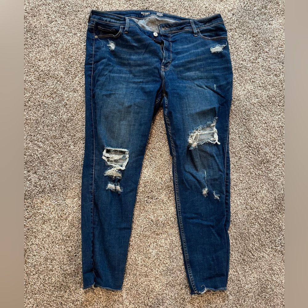 Old Navy Dark Blue Distressed Skinny Jeans